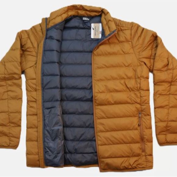 Eddie Bauer Men's Down Packable Lightweight Jacket Size L Golden Brown New - Picture 1 of 14